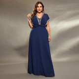 Plus Size Women LaceV Neck Sexy Dress