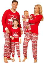 Women Christmas Reindeer Print Family Wear Long-Sleeved Pajamas Two-Piece Set