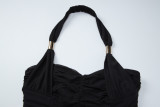 Women Winter Sexy Backless Halter Neck Bodycon Dress