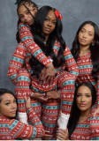 Women Christmas Letter Print Plaid Print Family Wear Long-Sleeved Pajamas Two-Piece Set