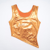 Women Shiny Ribbon Sleeveless Vest and Pants Set