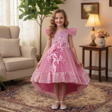 Girls' Mesh Sequin Train Princess Dress