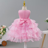 Girls Sequined Puffy Mesh Cake Princess Dress