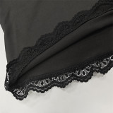 Women Spring/Summer Sexy lace-trimmed long-sleeved top