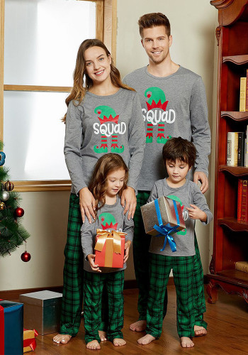 Women Christmas Letter Print Family Wear Long-Sleeved Pajamas Two-Piece Set