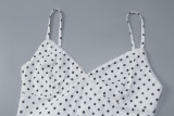 Women French Polka Dot Sexy V-Neck Strapless Maxi Dress