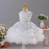 Girls' Christmas Princess Dress Wedding Dress Sequined Mesh Cake Puffy Dress