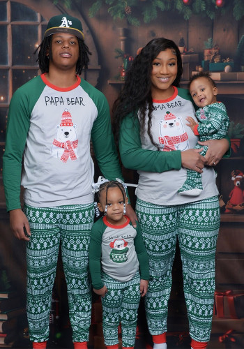Women Christmas Letter Print Family Wear Long-Sleeved Pajamas Two-Piece Set