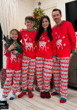 Women Christmas Reindeer Print Family Wear Long-Sleeved Pajamas Two-Piece Set
