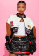 Women Autumn/Winter Stretchy PU Leather Print Top and Skirt Two-Piece Set