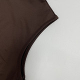 Women Round Neck Sexy Backless Sleeveless Ribbon Bodycon Dress