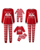 Women Christmas Reindeer Print Family Wear Long-Sleeved Pajamas Two-Piece Set
