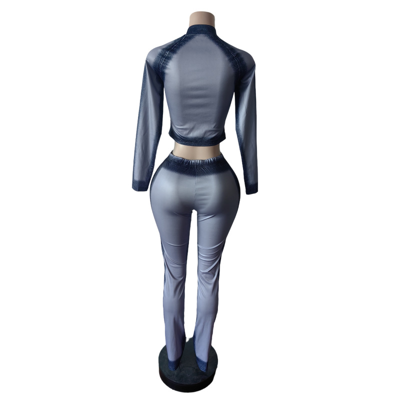 Women's Printed Stretch Slim Fit Pants Set