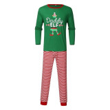 Family Christmas Letter Print Stripe Long Sleeve Pajamas Matching Set Homewear