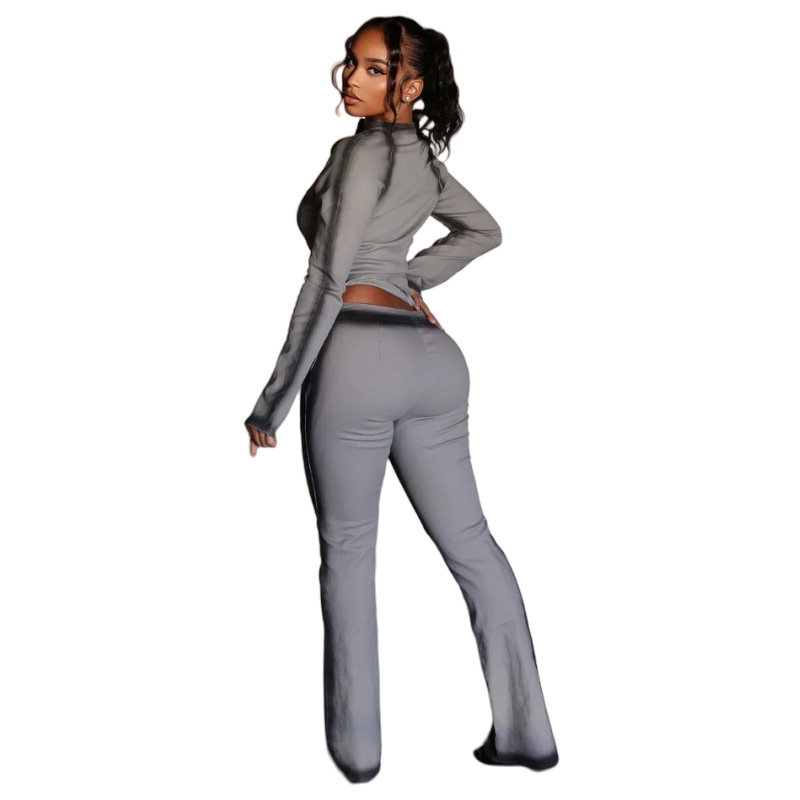 Women's Printed Stretch Slim Fit Pants Set