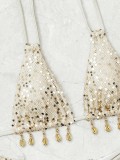 Women's Swimwear Sequin Shell Embellished Low-Waist Hollow-Out Sexy Two-Piece Bikini Set