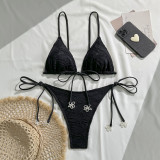 Women's Swimwear Fashion Sexy Halter Neck Tie Bikini Set Two-Piece Set