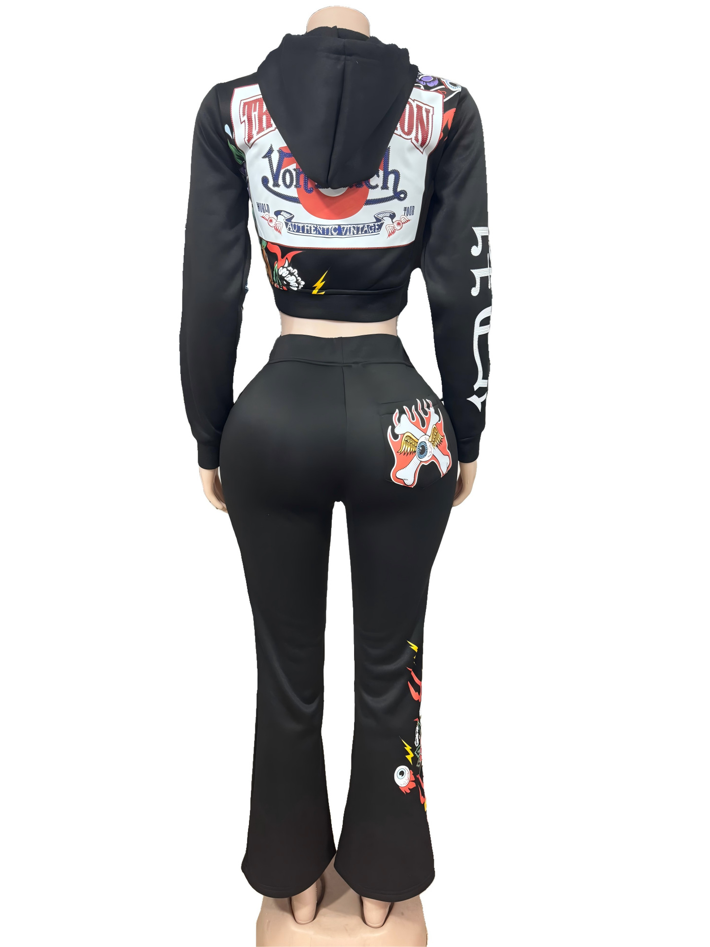 Women's Street Casual Printed Hoodie Pants Fashion Set