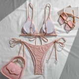 Women's Swimwear Fashion Sexy Halter Neck Tie Bikini Set Two-Piece Set