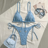 Women's Swimwear Fashion Sexy Halter Neck Tie Bikini Set Two-Piece Set