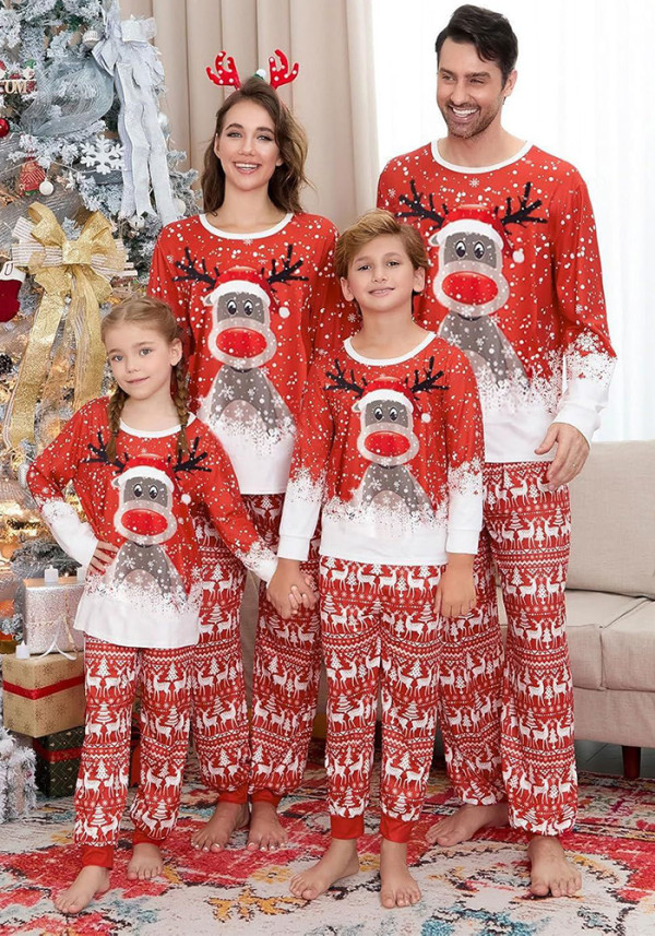 Family Autumn Christmas Long Sleeve Pajamas Matching Set Homewear