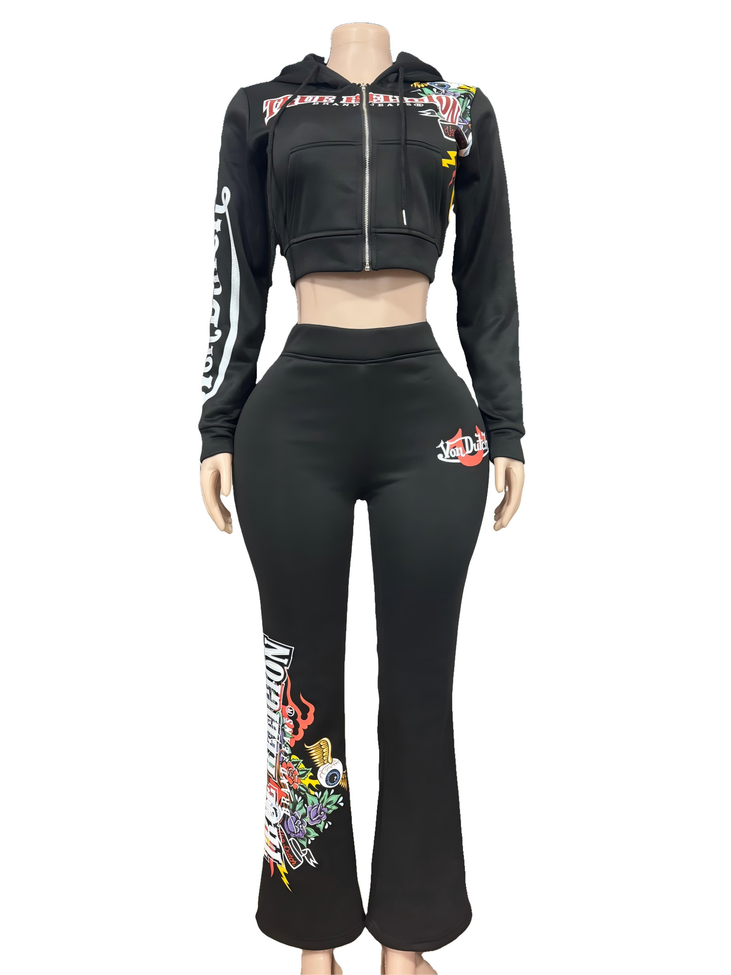 Women's Street Casual Printed Hoodie Pants Fashion Set