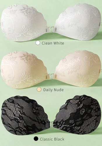 Women's Thin Breathable Invisible Strap Shell Shape Push-Up Lace Bra Nipple Covers
