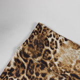 Women's Sexy Slim Fit Leopard Print Tie Halter Neck Low Back Top Pants Set