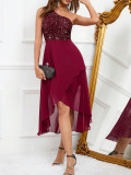 Women's Sexy Sequin Patchwork Chiffon Party Evening Dress