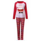 Family Christmas Santa Claus Print Plaid Long Sleeve Pajamas Matching Set Homewear