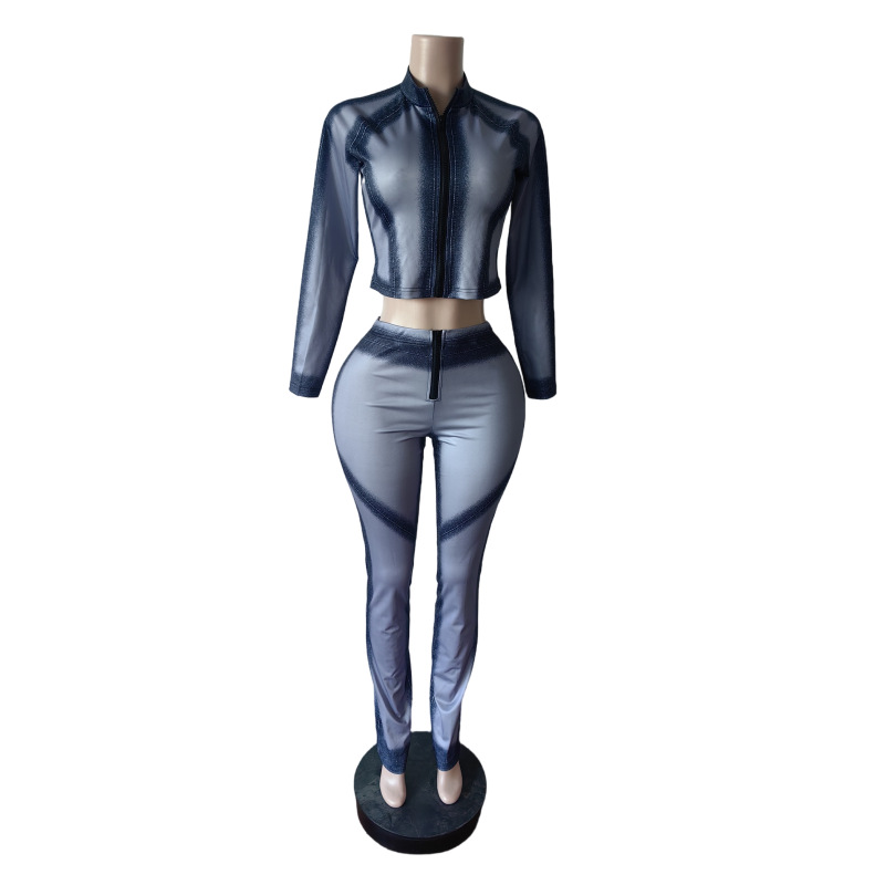 Women's Printed Stretch Slim Fit Pants Set