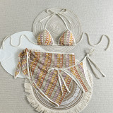 Women's Swimwear Fashion Sexy Three-Piece Bikini Set Mesh Skirt Set
