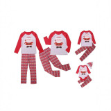 Family Christmas Santa Claus Print Plaid Long Sleeve Pajamas Matching Set Homewear