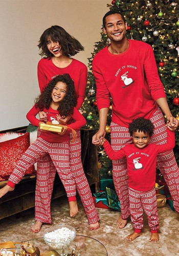 Family Christmas  Let It Snow  Letter Print Pajamas Matching Set