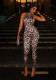 Women's Fashion Sexy Slim Fit Leopard Print Stretch Sleeveless Jumpsuit