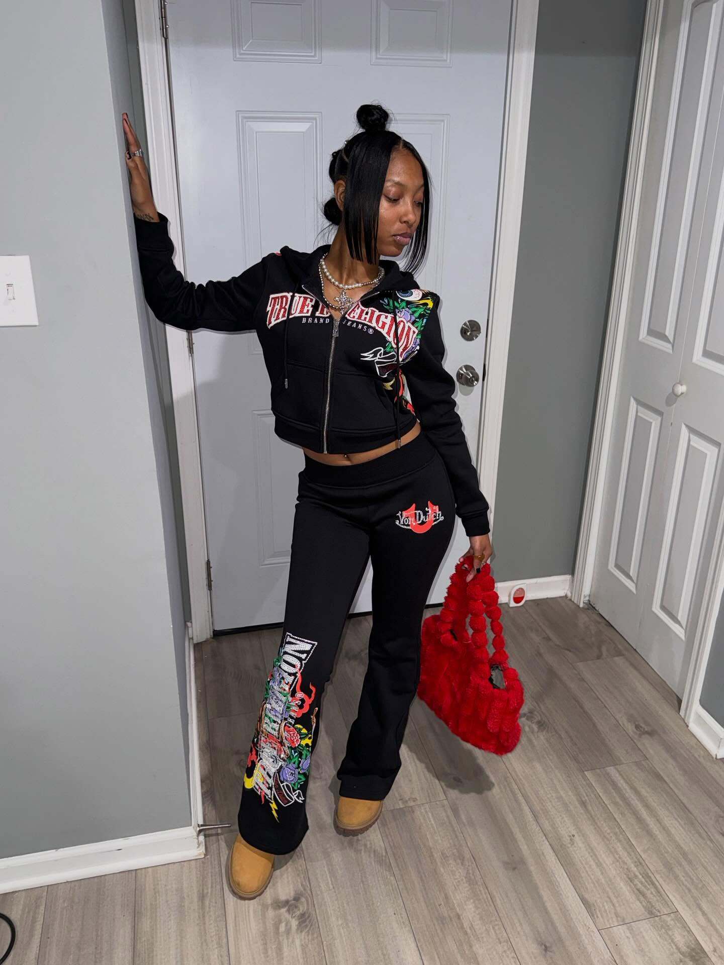 Women's Street Casual Printed Hoodie Pants Fashion Set