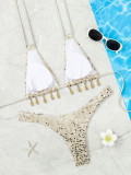 Women's Swimwear Sequin Shell Embellished Low-Waist Hollow-Out Sexy Two-Piece Bikini Set