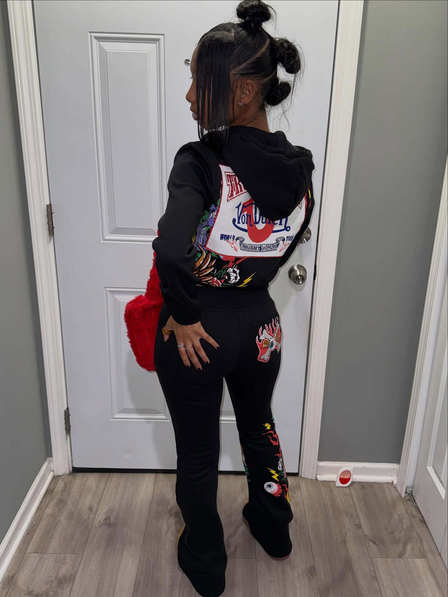 Women's Street Casual Printed Hoodie Pants Fashion Set