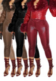 Women's Fashion Shiny Stretch Leather Tight Slim Cropped Pants