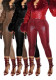 Women's Fashion Shiny Stretch Leather Tight Slim Cropped Pants