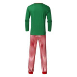 Family Christmas Letter Print Stripe Long Sleeve Pajamas Matching Set Homewear