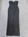 Women Black Strapless Evening Gemstone Bandage Mermaid Maxi Dress