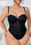 Plus Size Women Sexy No-Removal Dress Lace bodysuit basics halter-neck boning Sexy Lingerie