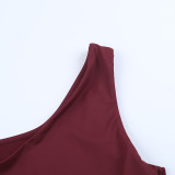 Women Top and Slit Skirt Two-Piece Set