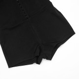 Women V-Neck Fur Collar Patchwork Solid Long-Sleeve Jumpsuit