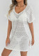 Women Holidays Beach Cover-Up Sexy V-Neck Backless Slit Lace Dress