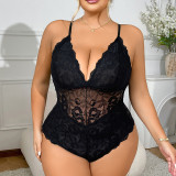 Plus Size Women lace backless halter-neck bodysuit Sexy Lingerie