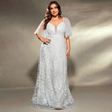 Women Lace Sexy V-Neck Elegant Party Bridesmaid Evening Dress