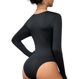 Women sexy lace patchwork black boning see-through long-sleeved bodysuit Sexy Lingerie
