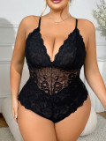 Plus Size Women lace backless halter-neck bodysuit Sexy Lingerie